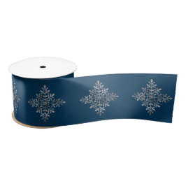 Imitate Silber Foil Snowflake auf blau (nicht echt Satinband