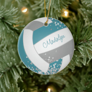 Imitate Silber Sterne auf Mädchen aquamarine graue Keramik Ornament