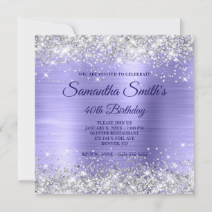 Imitate Silberner Glitzer Periwinkle Foil 40. Gebu Einladung