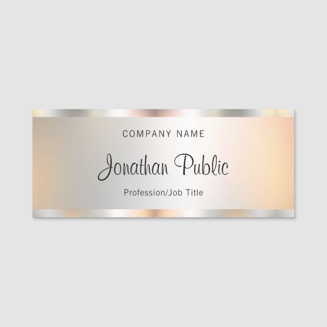 Imitate Silver Calligraphy Script Text Ihr Logo Hi Namensschild (Vorderseite)