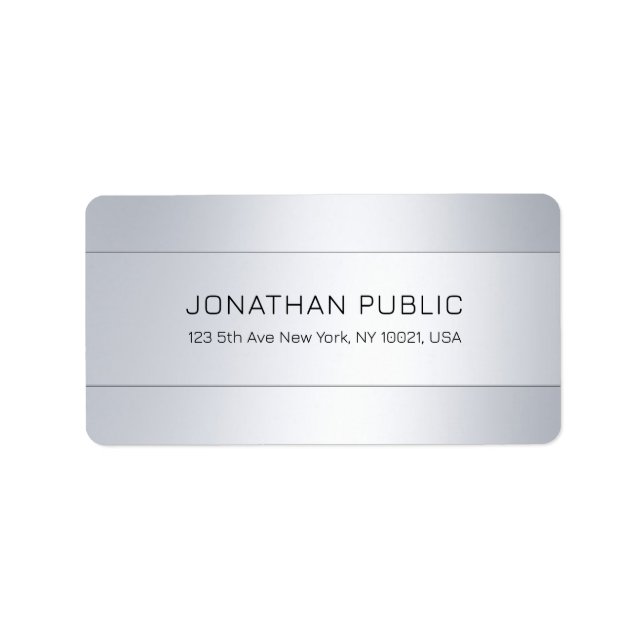 Imitate Silver Elegante Moderne Template-Adresse Adressaufkleber (Vorne)