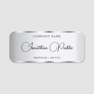 Imitate Silver Elegante Typografie-Skriptvorlage Namensschild