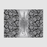 Imitate Silver Floral Damaskus Schwarzer Hintergru
