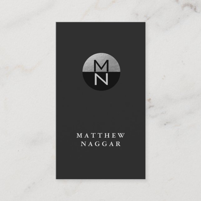Imitate Silver Foil & Black Circle Logo Visitenkarte (Vorderseite)
