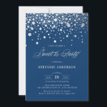 Imitate Silver Foil Confetti | Navy 16 . Geburtsta Einladung<br><div class="desc">Moderne und elegante 16 . Geburtstag Party Einladung mit Imitaten Silberfolie Konfetti mit marineblau Hintergrund. Diese Einladung ist für jede Veranstaltung individuell anpassbar. Bitte beachten Sie,  dass es in der Einladung keine Folie gibt.</div>