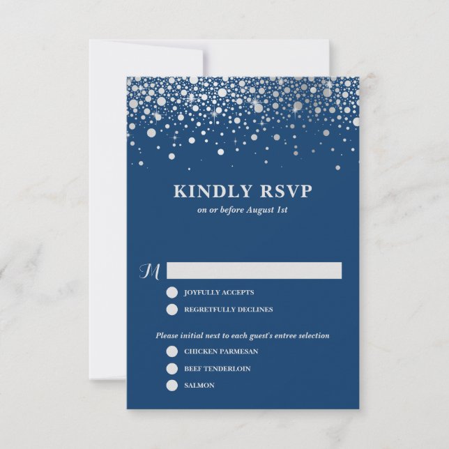 Imitate Silver Foil Confetti | RSVP-Karte für Hoch RSVP Karte (Vorderseite)