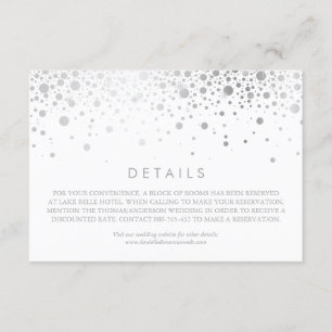 Imitate Silver Foil Confetti White Wedding Details Begleitkarte