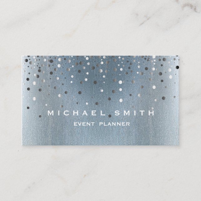 Imitate Silver Foil Subtile Glitzer Blue Business  Visitenkarte (Vorderseite)