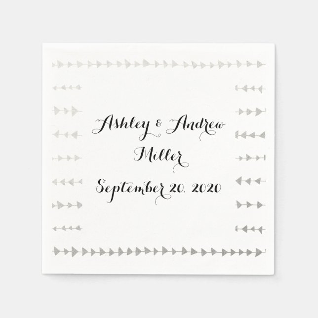 Imitate Silver Foil White Arrows Pattern Serviette (Vorderseite)