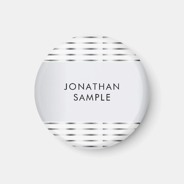 Imitate Silver Glamour Elegante Moderne Vorlage Magnet (Vorne)