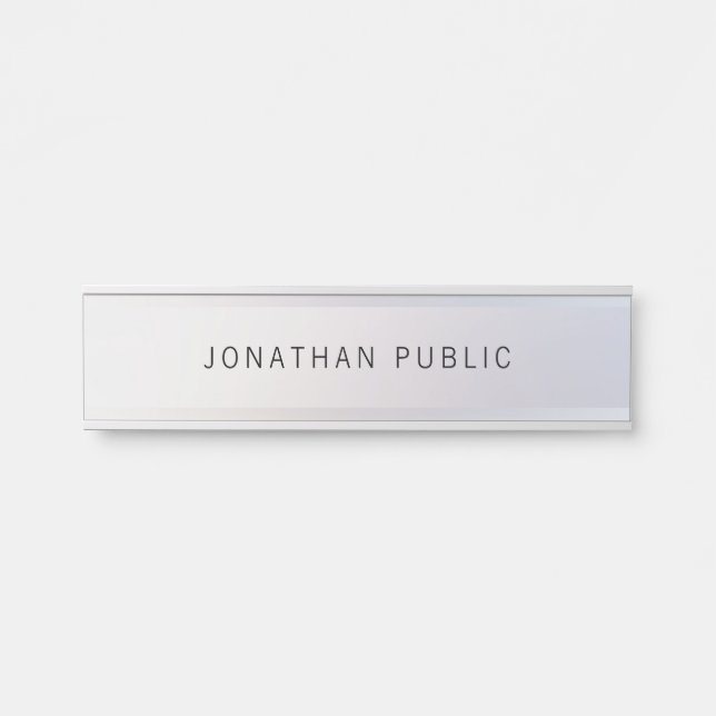 Imitate Silver Glamour Moderne Elegante Vorlage Türschild (Vorderseite )