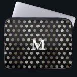 Imitate Silver Glitzer & Black Monogram Polka Dot Laptopschutzhülle<br><div class="desc">Dekorieren Sie Ihren Computer mit diesem edlen und niedlichen Imitat silber und schwarz polka dot computer ärmel. Fügen Sie Ihren Initial für ein Monogramm hinzu oder löschen Sie ihn für nur das Design.</div>