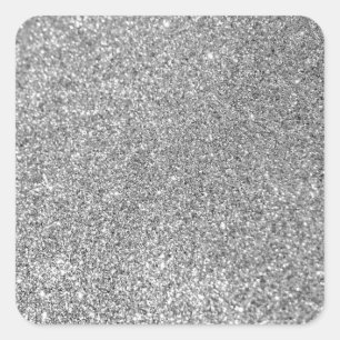 Imitate Silver Glitzer Foto Quadratischer Aufkleber