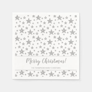 Imitate Silver Glitzer Look Sterne Muster Weihnach Serviette