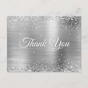 Imitate Silver Glitzer Sprinkled Foil Vielen Dank Postkarte