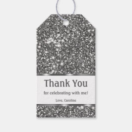 Imitate Silver Glitzer Textur Look & Custom Text Geschenkanhänger
