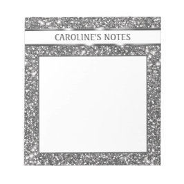 Imitate Silver Glitzer Textur Look & Custom Text Notizblock