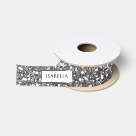 Imitate Silver Glitzer Textur Look & Custom Text Satinband