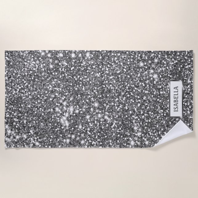 Imitate Silver Glitzer Textur Look & Individuelle  Strandtuch (Vorderseite)