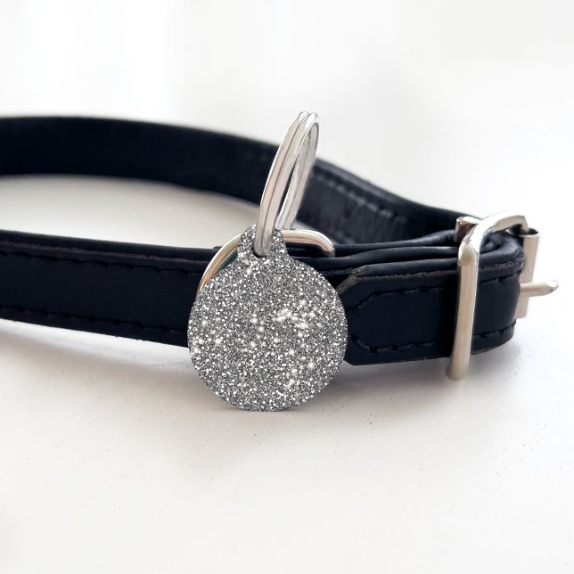 Imitate Silver Glitzer Texture Look & Pet's Info Haustiermarke (Von Creator hochgeladen)