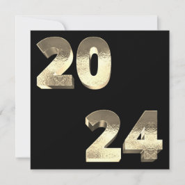 Imitate Silver Gold Happy New Year 2024 Feiertagskarte