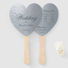 Imitate Silver Gray Calligraphy Heart Wedding Prog Fächer