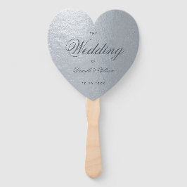 Imitate Silver Gray Calligraphy Heart Wedding Prog Fächer