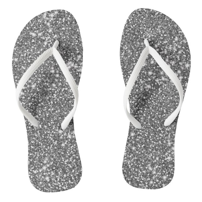 Imitate Silver Gray Glitzer Texture Look-like Desi Flip Flops (Fußbett)