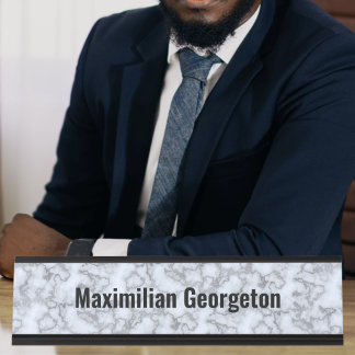 Imitate Silver Gray Marble - Neutral für jedes Bür Schreibtischnamensplakette