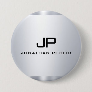Imitate Silver Metallic Look Template Monogram Tre Button
