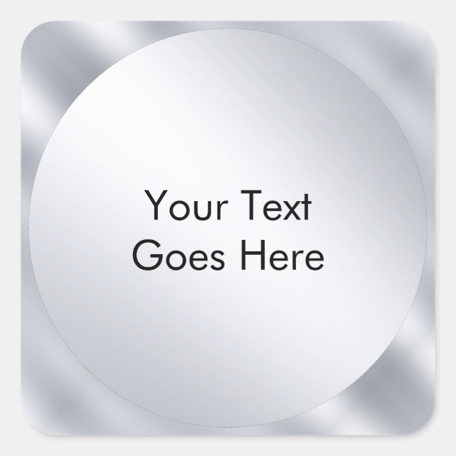 Imitate Silver Modern Template Fügen Sie Ihrem Tex Quadratischer Aufkleber (Vorderseite)