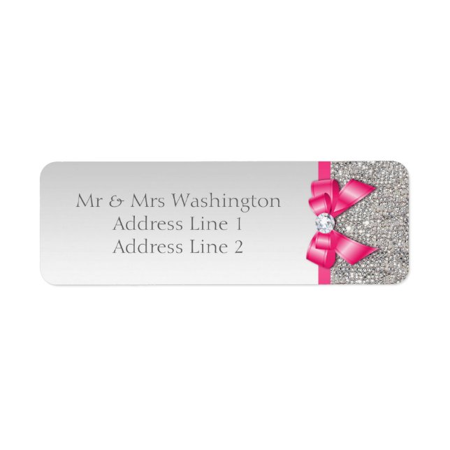 Imitate Silver Sequins Hot Pink Bow und Diamond (Vorne)