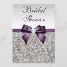 Imitate Silver Sequins Lila Bow Brautparty Einladung