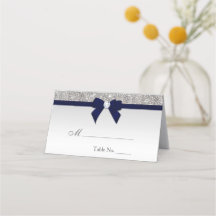 Imitate Silver Sequins Navy Bow Platzkarte