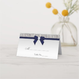 Imitate Silver Sequins Navy Bow Platzkarte