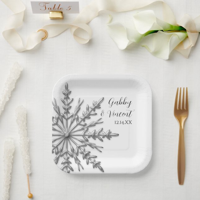 Imitate Silver Snowflake Winterhochzeit Pappteller (Hochzeit)