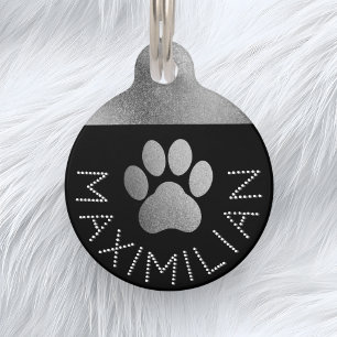 Imitate Silver Sparkle Diamante Effekt Trendy Dog Haustiermarke