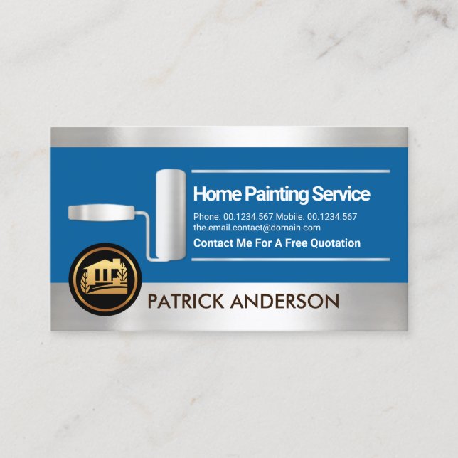 Imitate Silver Stripes Roller Pinselpinsel Visitenkarte (Vorderseite)