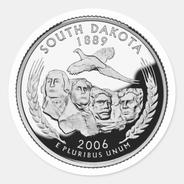 Imitate South Dakota Staat Quarter Runder Aufkleber (Vorderseite)
