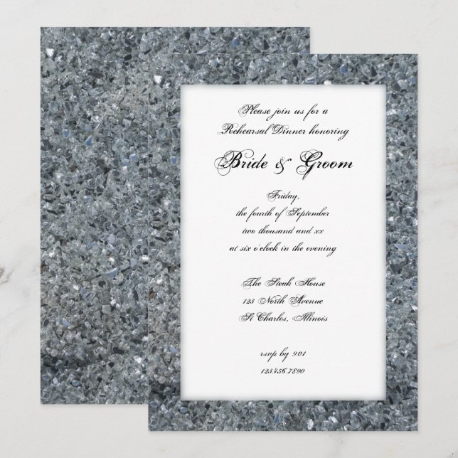 Imitate Sparkle Hochzeit Probe Abendessen Einladun Einladung (Vorne/Hinten)