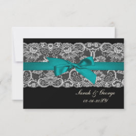 Imitate Spitze und Band Aqua, schwarz 3,5 x 5 uAwg RSVP Karte