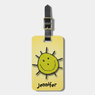 Imitate Stickerei Pflaster Happy Sun Yellow Gepäckanhänger