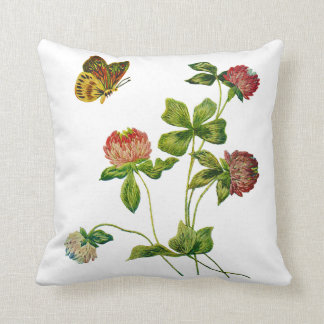Imitate Stickerei - Schmetterling und rosa Klee Kissen