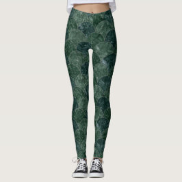 Imitate Stones Green Scales Mermaid Muster Leggings
