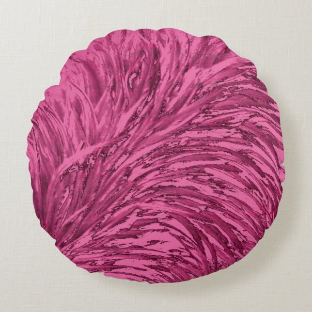 Imitate Straußentextureffekt Design-Rosa Rundes Kissen (Vorderseite)