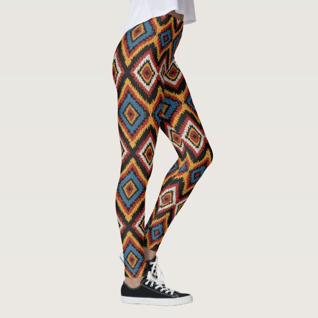 Imitate Strick Aztekenkachelmuster Leggings (Rechts)