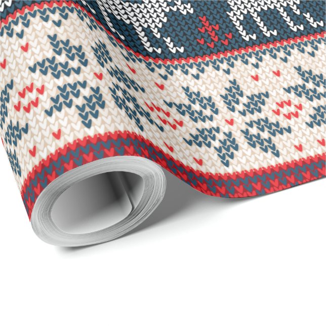 Imitate Strick Patterns Weihnachtsfeiertag Geschenkpapier (Rolleneckpunkt)