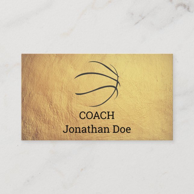 Imitate Textured Gold Basketball-Basketball-Visite Visitenkarte (Vorderseite)