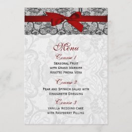 Imitate und buntes, rotes, schwarzes Hochzeitsmenü Menükarte