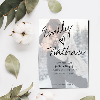 Imitate Vellum-Effekt-Foto Hochzeit Speichern Sie  Magneteinladung